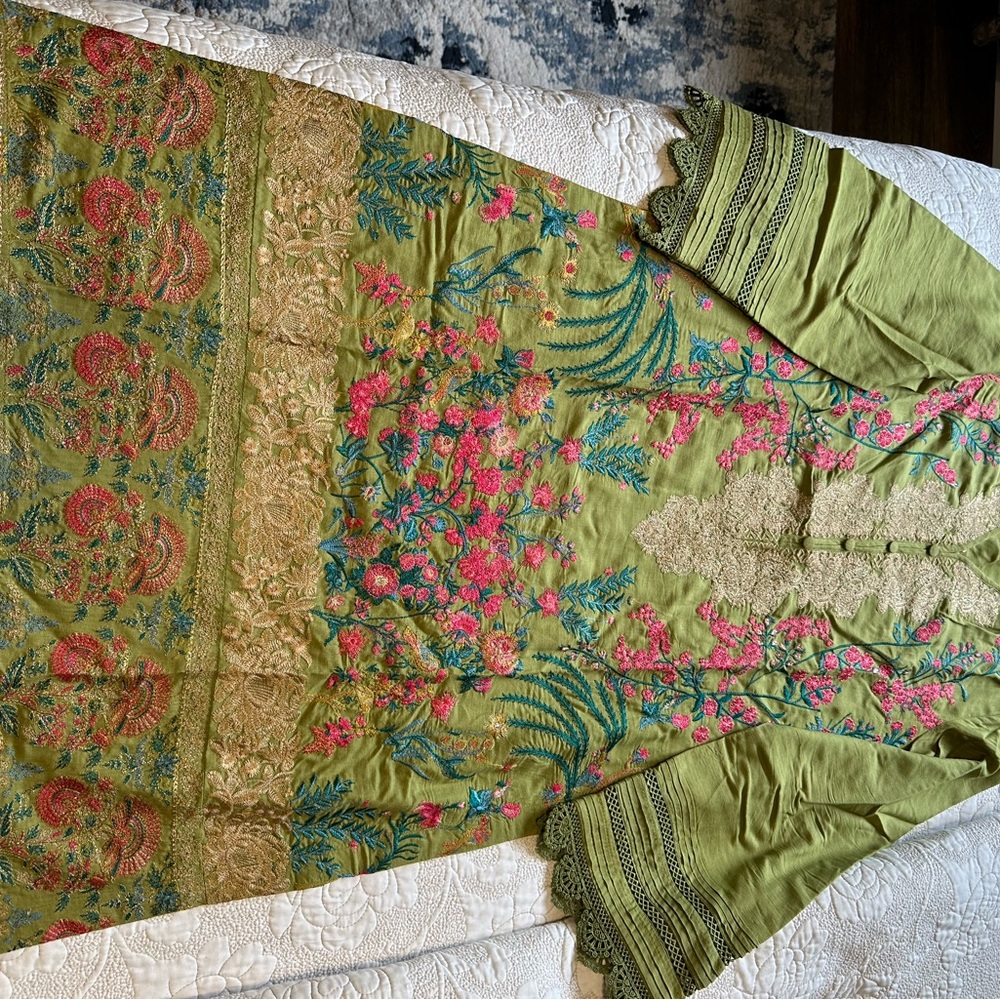 Khaadi Green Floral Embroidered Dress